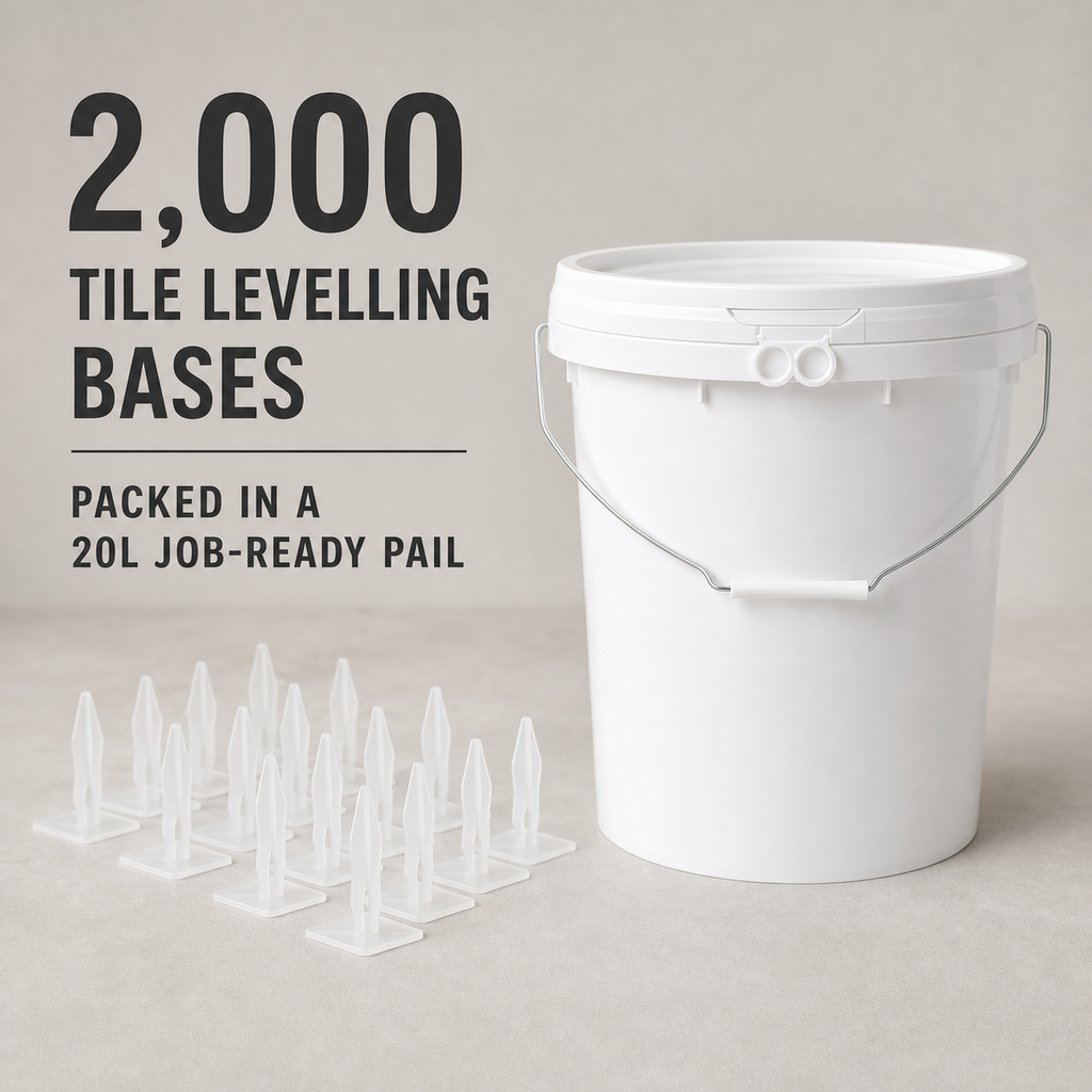 Tile Levelling Bases — 2,000 Bases in a Job-Ready 20L Pail